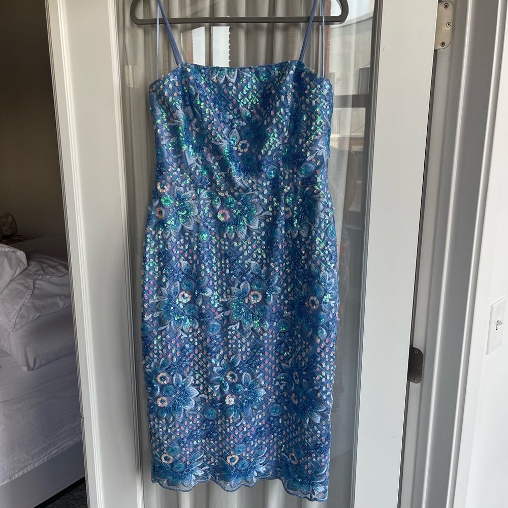 Dress the Population Josselyn Beaded Sheath Midi Dress Large